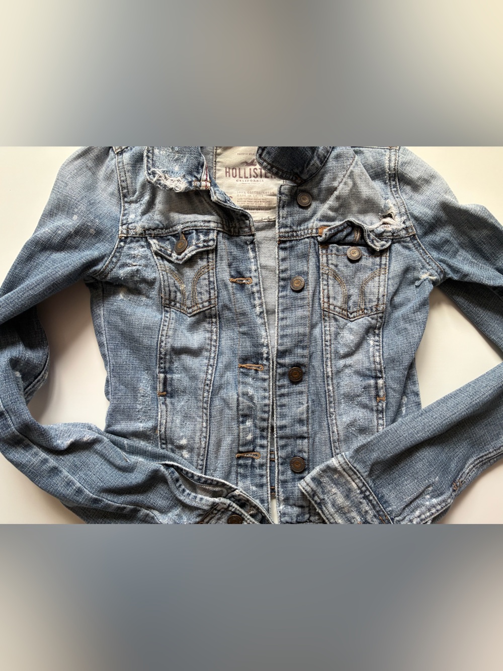 Hollister Light Blue Distressed Denim Jacket - Size Small - Picture 2 of 6